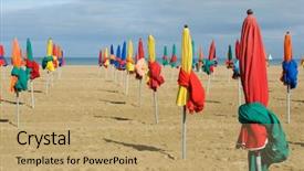  Presentation with rouen haute normandy france - Slide deck with deauville beach in normandy france background and a  colored foreground