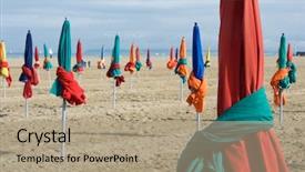  Presentation with france - Theme having deauville beach in normandy france background and a coral colored foreground