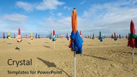  Presentation with france - Slide set featuring deauville beach in normandy france background and a coral colored foreground