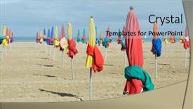  Presentation with france - Presentation design featuring deauville beach in normandy france background and a light blue colored foreground