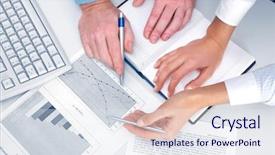  Presentation with debate - Cool new PPT theme with debate team - place of work with papers backdrop and a sky blue colored foreground