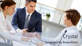  Presentation with debate - Cool new PPT layouts with debate team - serious boss looking at one backdrop and a light blue colored foreground