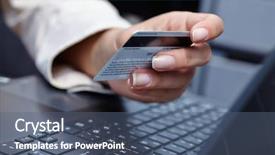  Presentation with credit card - Beautiful slides featuring debit - woman holding credit card backdrop and a ocean colored foreground
