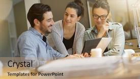  Presentation with business idea modern abstract - Colorful PPT theme enhanced with debriefing - colleagues workshopping business ideas backdrop and a  colored foreground