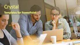  Presentation with business idea modern abstract - PPT theme having debriefing - colleagues workshopping business ideas background and a violet colored foreground