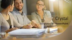  Presentation with ideas - Beautiful slides featuring debriefing - colleagues workshopping business ideas backdrop and a coral colored foreground