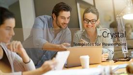  Presentation with ideas - Audience pleasing theme consisting of debriefing - colleagues workshopping business ideas backdrop and a coral colored foreground