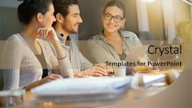  Presentation with ideas - Audience pleasing theme consisting of debriefing - colleagues workshopping business ideas backdrop and a coral colored foreground