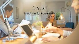  Presentation with outer space for kids - PPT layouts consisting of debriefing - three colleagues in co working background and a mint green colored foreground