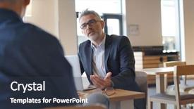  Presentation with ideas - Audience pleasing presentation theme consisting of debriefing - work colleagues discussing ideas backdrop and a tawny brown colored foreground