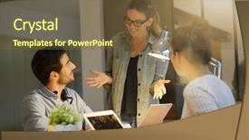  Presentation with international space station over - Theme consisting of debriefing - work colleagues going over project background and a tawny brown colored foreground