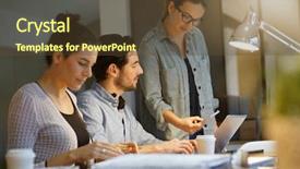  Presentation with international space station over - Beautiful presentation featuring debriefing - work colleagues going over project backdrop and a tawny brown colored foreground