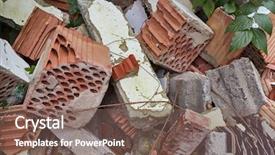  Presentation with bricks - PPT layouts featuring debris of a destroy background and a violet colored foreground