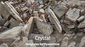  Presentation with building - Theme featuring debris of a torn dow background and a gray colored foreground