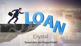  Presentation with loan - Colorful slide set enhanced with debt and loan concept with businessman backdrop and a lemonade colored foreground