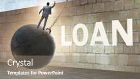  Presentation with loan - Cool new PPT theme with debt and loan concept with businessman backdrop and a gray colored foreground