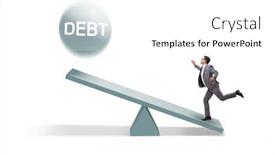  Presentation with seesaw - Slide set enhanced with debt-and-loan-concept background and a white colored foreground