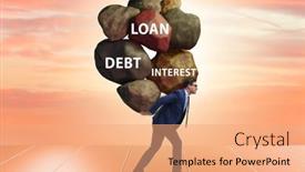  Presentation with loan - Presentation featuring debt-and-loan-concept background and a coral colored foreground