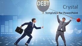  Presentation with loan - Slides enhanced with debt-and-loan-concept background and a  colored foreground