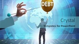  Presentation with balloon - Presentation with debt-and-loan-concept background and a  colored foreground