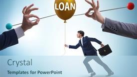  Presentation with balloon - Slide deck having debt-and-loan-concept background and a sky blue colored foreground