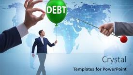 Presentation with balloon - Slide set featuring debt-and-loan-concept background and a light blue colored foreground