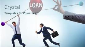  Presentation with balloon - PPT theme enhanced with debt-and-loan-concept background and a sky blue colored foreground