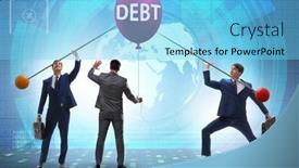  Presentation with loan - Presentation design having debt-and-loan-concept background and a light blue colored foreground