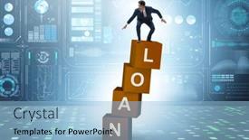  Presentation with loan - Slide deck having debt-and-loan-concept background and a light blue colored foreground