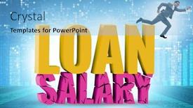  Presentation with salary - PPT theme with debt-and-loan-concept background and a light blue colored foreground