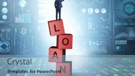  Presentation with loan - Slide set enhanced with debt-and-loan-concept background and a  colored foreground