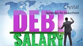  Presentation with salary - Presentation design consisting of debt-and-loan-concept background and a light blue colored foreground