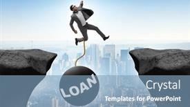  Presentation with loan - Theme featuring debt-and-loan-concept background and a teal colored foreground