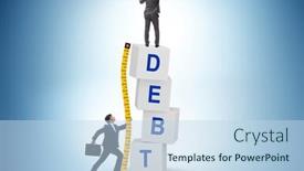  Presentation with assessment - PPT theme consisting of debt-assessment-concept-with-businessman background and a  colored foreground