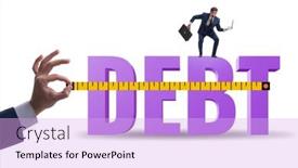  Presentation with assessment - PPT theme consisting of debt-assessment-concept-with-businessman background and a  colored foreground