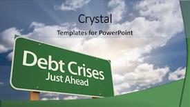  Presentation with recovery - Amazing slides having debt crises green road sign backdrop and a seafoam green colored foreground