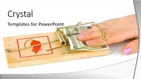  Presentation with waiter hand in white glove - Cool new presentation theme with debt free - hand and mousetrap with money backdrop and a white colored foreground