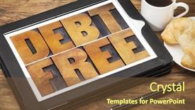  Presentation with debt free - PPT theme consisting of debt free concept - text background and a tawny brown colored foreground