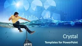  Presentation with loan - Presentation theme featuring debts - young student in loan background and a ocean colored foreground