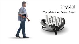  Presentation with loan - Cool new presentation theme with debts - young student in loan backdrop and a white colored foreground