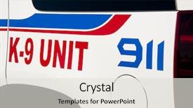  Presentation with enforcement - Presentation design featuring decals on k9 unit vehicle background and a sky blue colored foreground