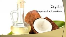  Presentation with coconut oil - PPT theme featuring decanter with coconut oil background and a white colored foreground