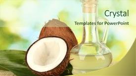  Presentation with coconut - Slides with decanter with coconut oil background and a soft green colored foreground