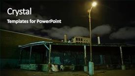  Presentation with docks - Beautiful theme featuring decay - scary industrial urban street city backdrop and a black colored foreground