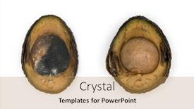  Presentation with avocado - Cool new slides with avocado slices against white background backdrop and a yellow colored foreground