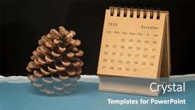  Presentation with pine cone - Slides featuring december-2020-spiral-desktop-calendar background and a teal colored foreground