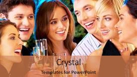  Presentation with people helping each teamwork couple - Presentation consisting of december party - photo of people clinking background and a coral colored foreground