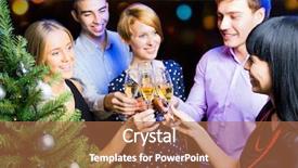  Presentation with lunar new year of the pig - Presentation theme having december party - portrait of several friends celebrating background and a coral colored foreground