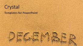  Presentation with december - Cool new presentation with december - word inscription on the gold sand sea beach backdrop and a yellow colored foreground