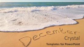  Presentation with december - Presentation theme having december-word-on-sea-sand background and a coral colored foreground